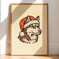 Husky (Red) Christmas Giclée Print