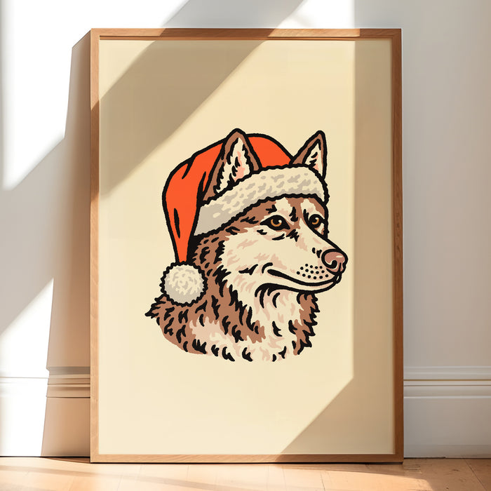 Husky (Red) Christmas Giclée Print