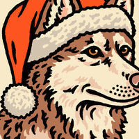 Husky (Red) Christmas Giclée Print