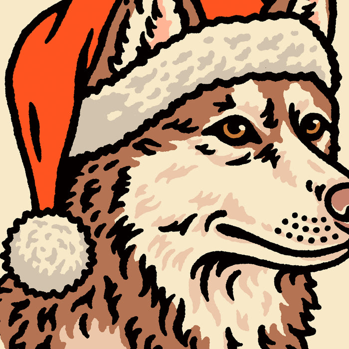 Husky (Red) Christmas Giclée Print