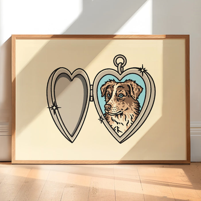 Aussie Red Merle Locket Giclée Print