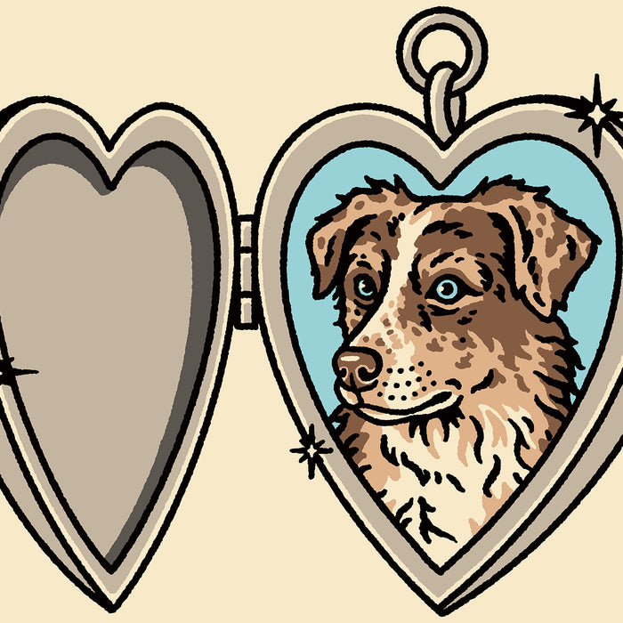 Aussie Red Merle Locket Giclée Print