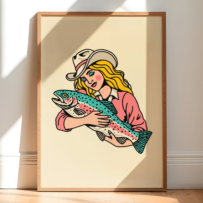 Rainbow Trout Cowgirl Giclée Print