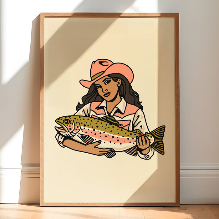 Rainbow Trout Cowgirl 2 Giclée Print