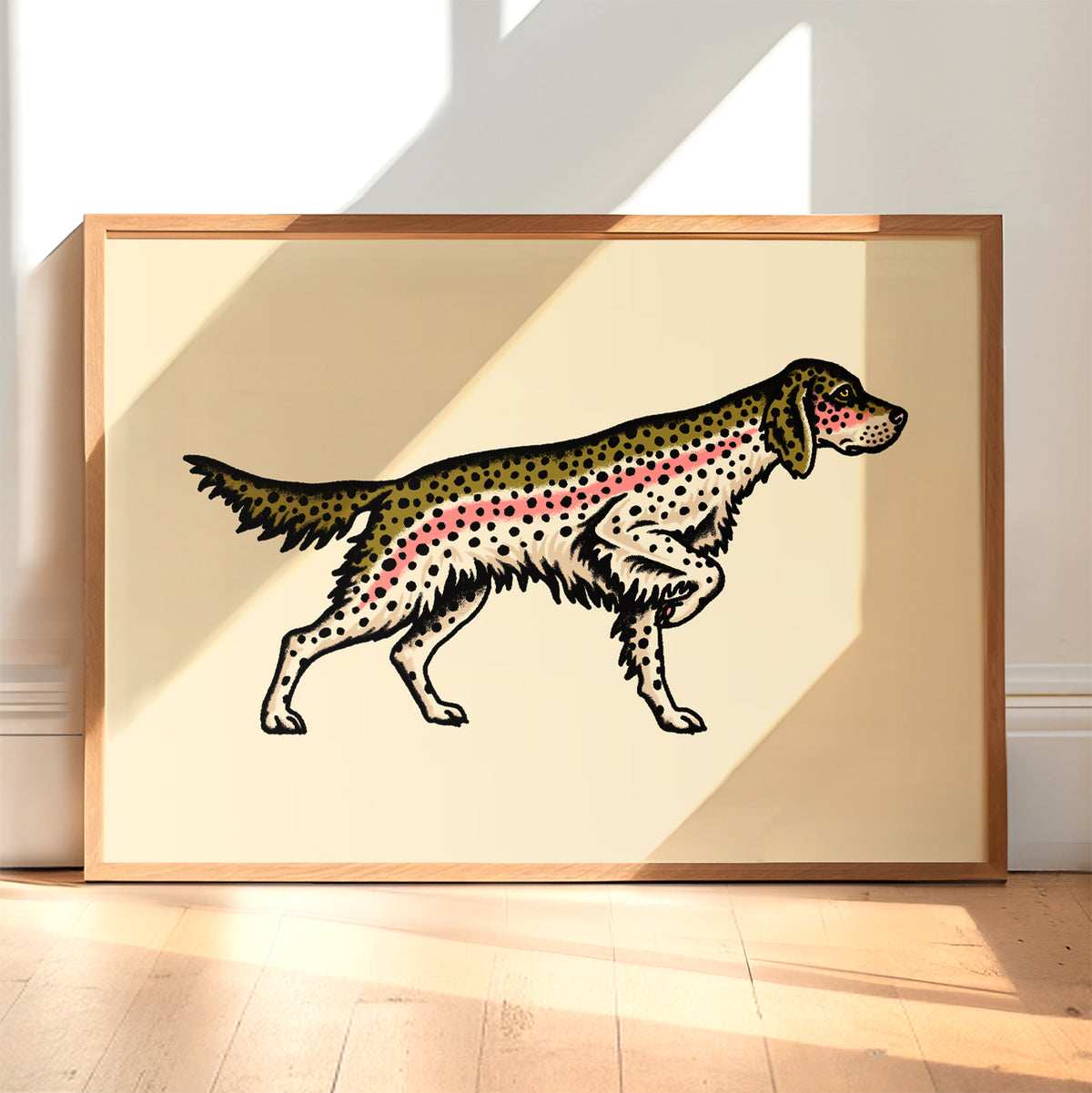 English Setter Rainbow Trout Giclée Print