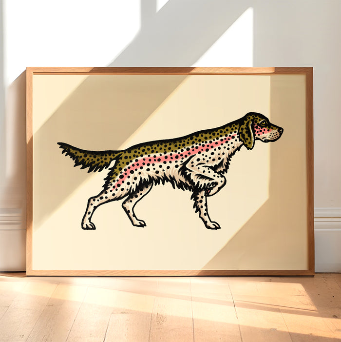 English Setter Rainbow Trout Giclée Print