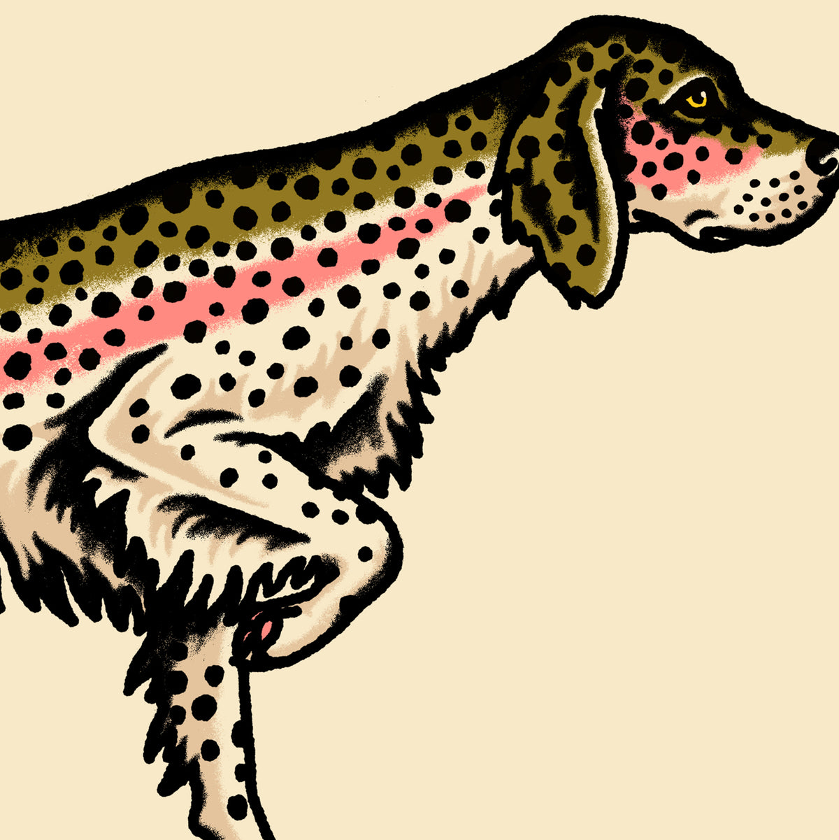 English Setter Rainbow Trout Giclée Print