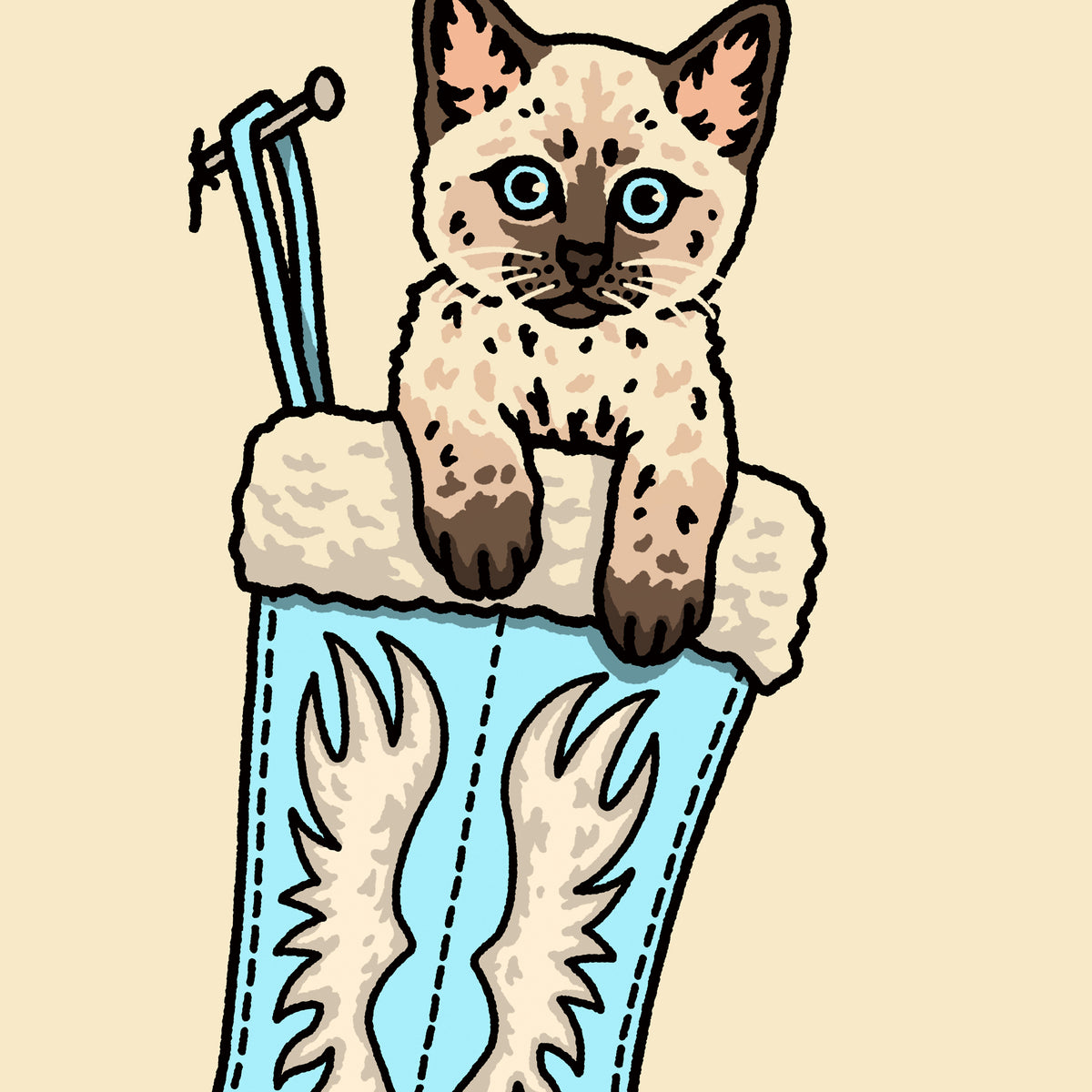 Siamese Christmas Kitten Giclée Print