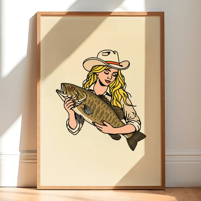 Smallmouth Bass Cowgirl 1 Giclée Print