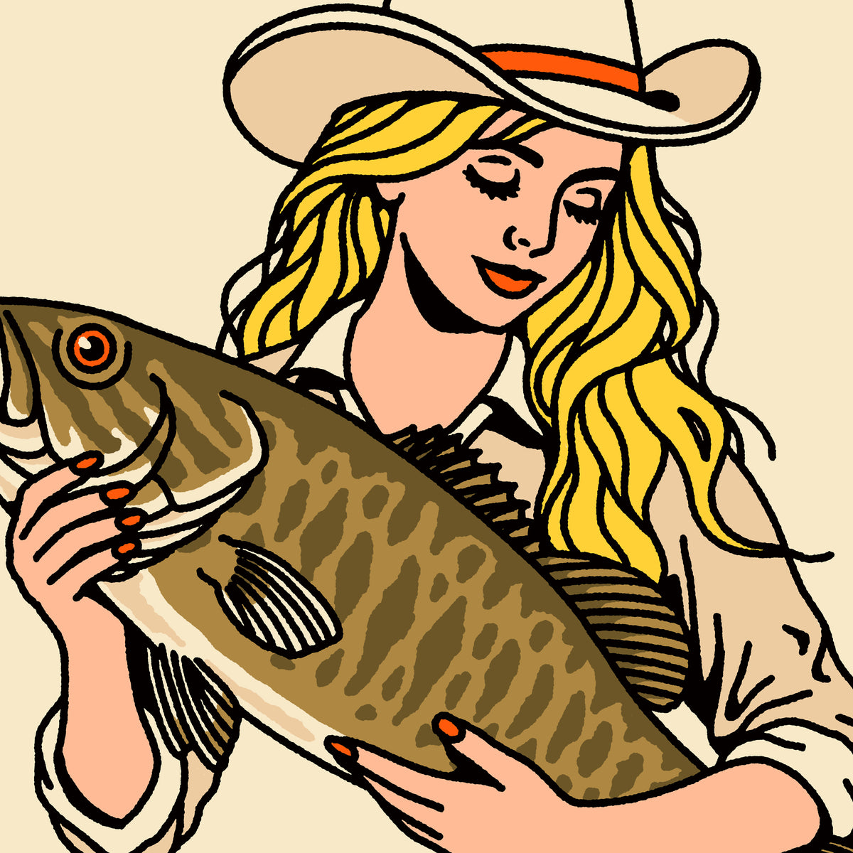 Smallmouth Bass Cowgirl 1 Giclée Print