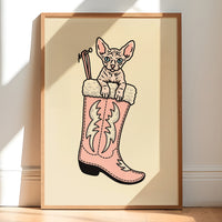 Sphynx Christmas Kitten Giclée Print