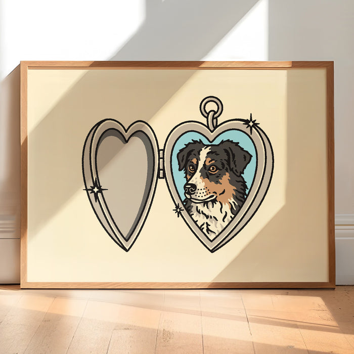 Aussie Tri Black Locket Giclée Print