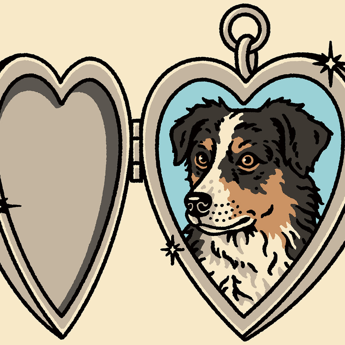 Aussie Tri Black Locket Giclée Print