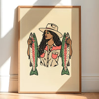 Rainbow Trout Cowgirl 5 Giclée Print