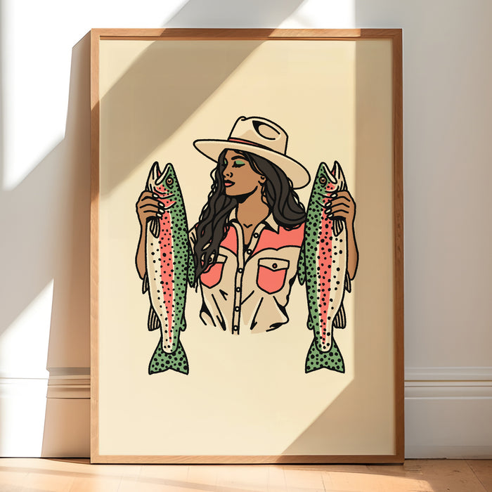 Rainbow Trout Cowgirl 5 Giclée Print