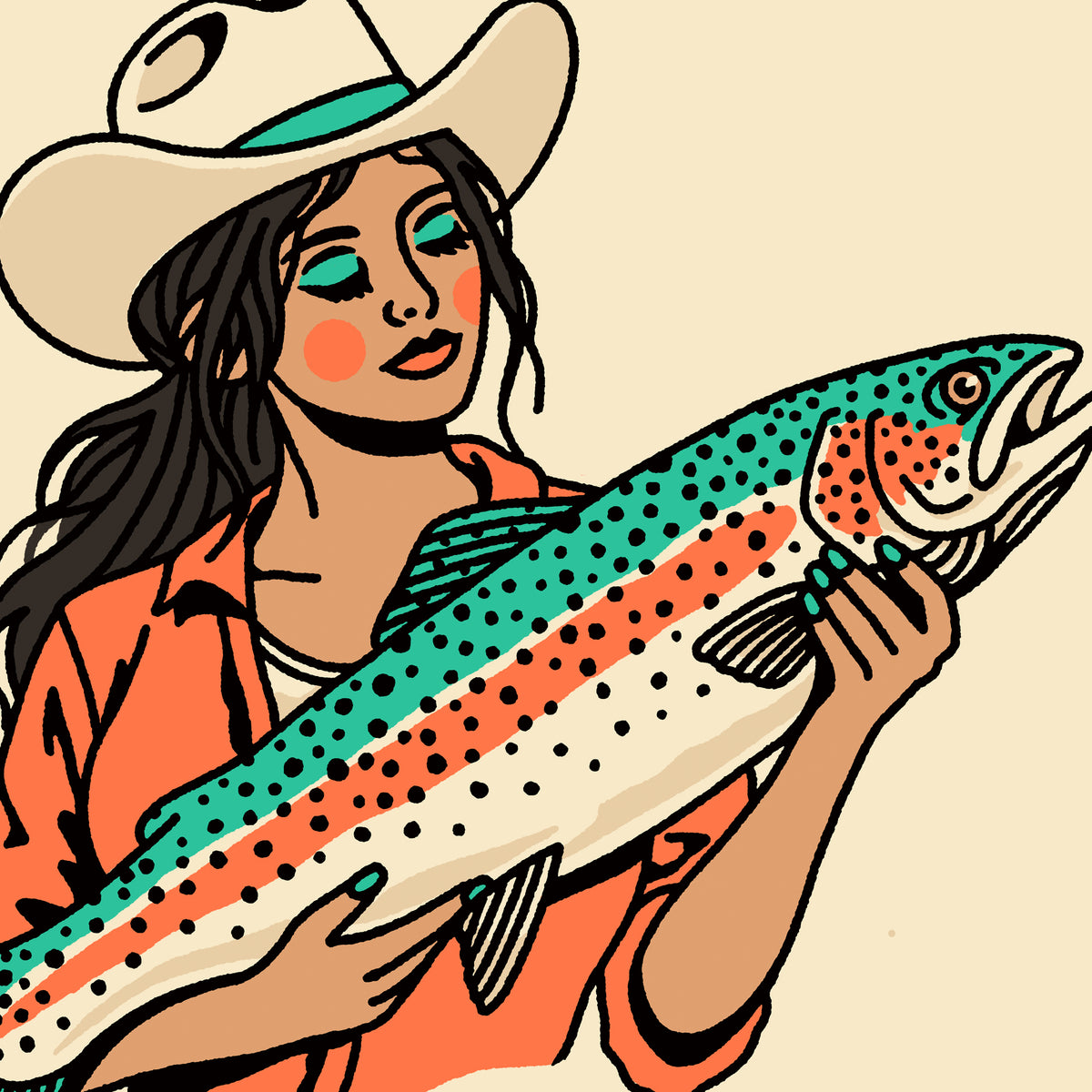 Rainbow Trout Cowgirl 4 Giclée Print