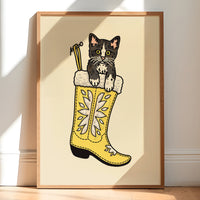 Tuxedo Christmas Kitten Giclée Print