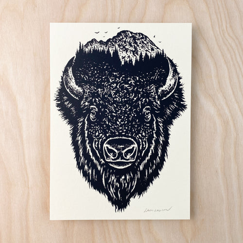 SOLD OUT. Bison Wilderness - Signed 5x7in Print #230