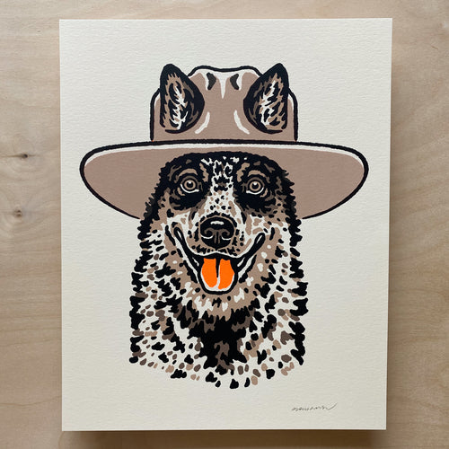 Blue Heeler Cowdog - 8x10in Signed Silkscreen Print