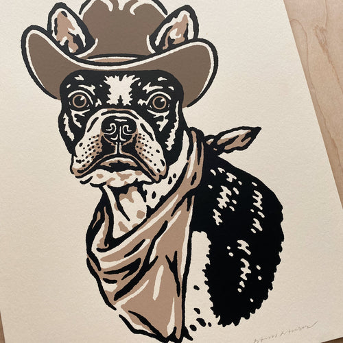 Boston Terrier Cowdog - Signed 8x10in Print #304