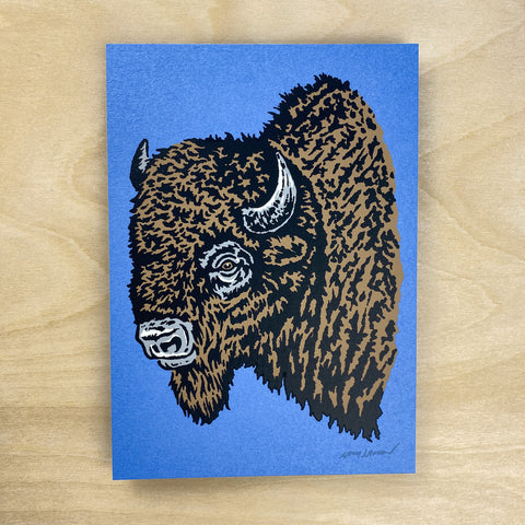 Lined Bison - Signed Print #139
