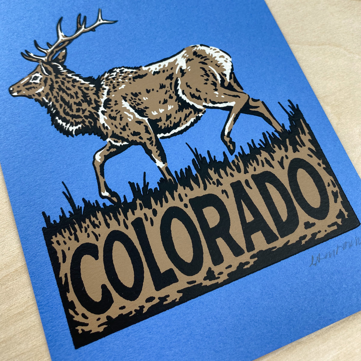 Colorado Elk - Signed 5x7 Inch Silkscreen Print