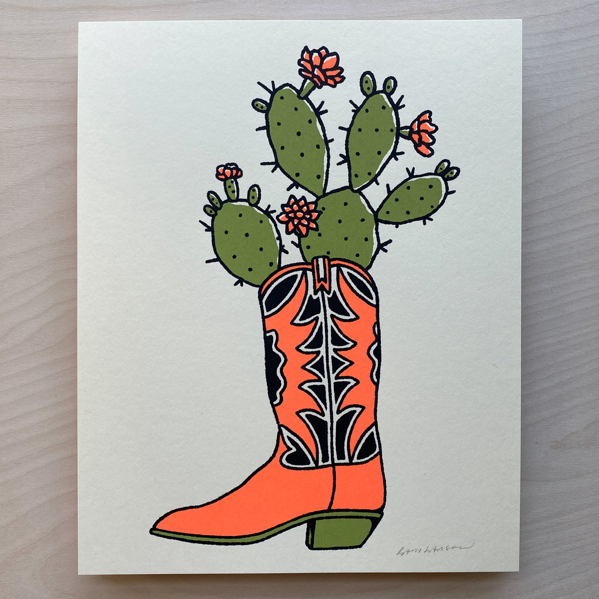 Prickly Pear Boot - Signed 8x10in Print #285