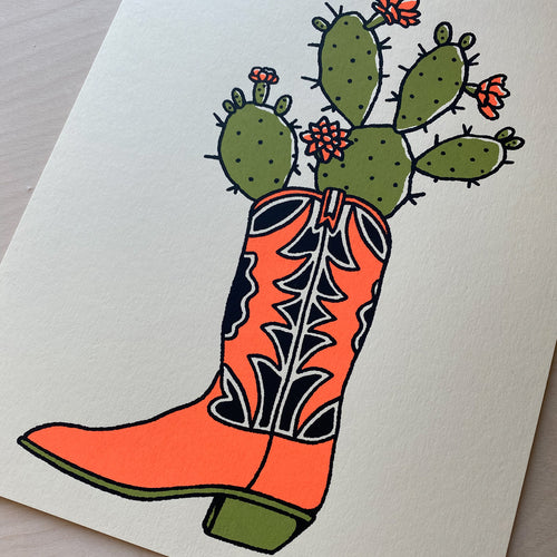 SOLD OUT. Prickly Pear Boot - Signed 8x10in Print #285