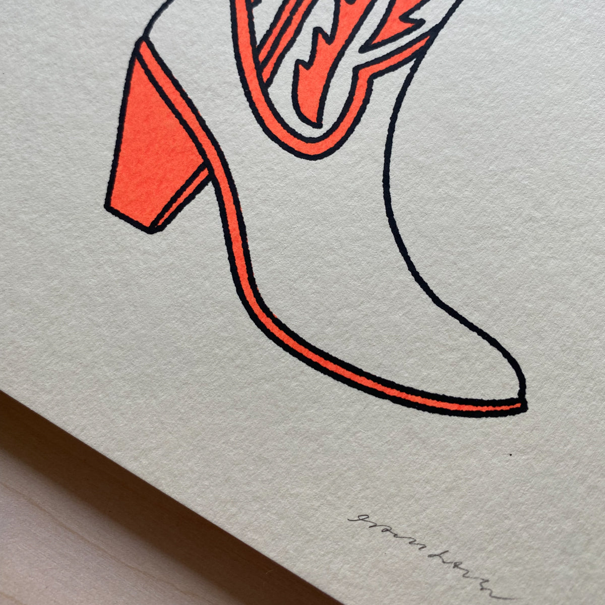 California Poppy Boot - Signed 8x10in Silkscreen Print