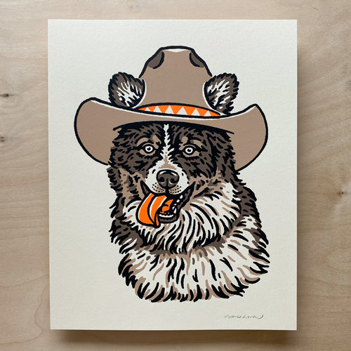 Border Collie Cowdog - 8x10in Signed Silkscreen Print