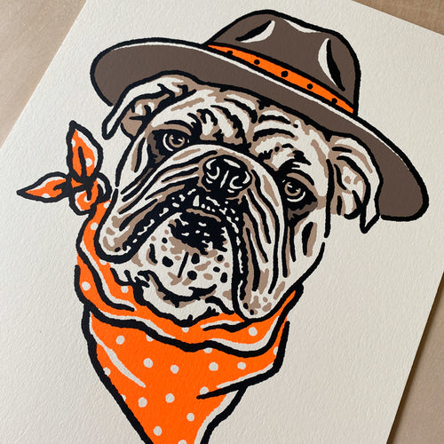 English Bulldog Cowdog - 8x10in Print #274