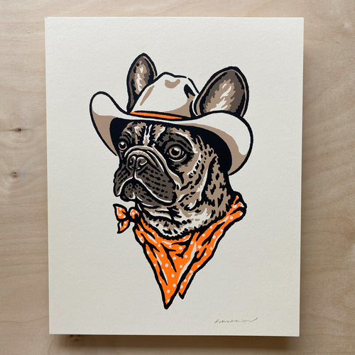 French Bulldog Cowdog - 8x10in Signed Silkscreen Print