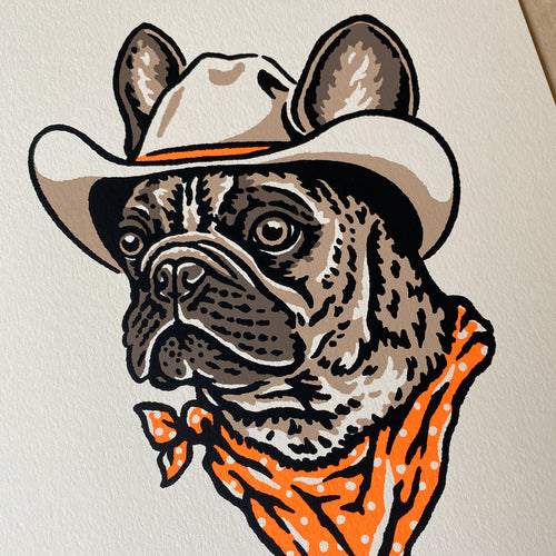 French Bulldog Cowdog - 8x10in Signed Silkscreen Print