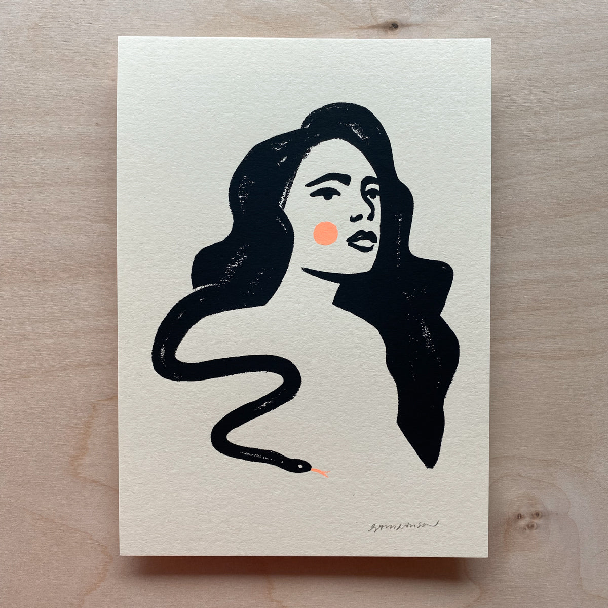 SOLD OUT. Snake Lady - Signed 5x7in Print #127