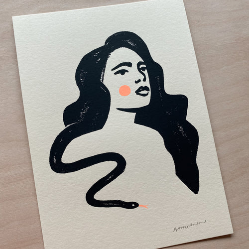 SOLD OUT. Snake Lady - Signed 5x7in Print #127