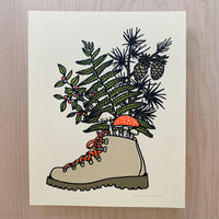 SOLD OUT. Northwest Boot - Signed 8x10in Silkscreen Print