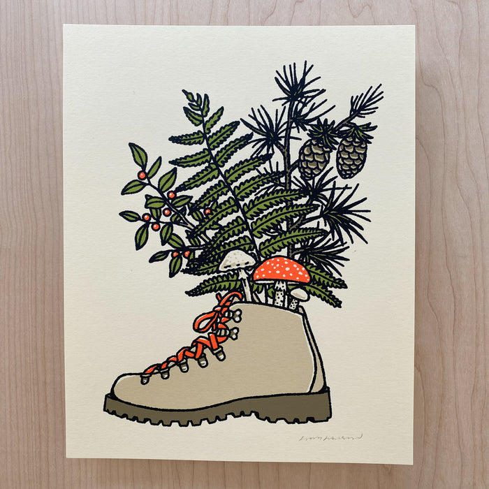SOLD OUT. Northwest Boot - Signed 8x10in Silkscreen Print