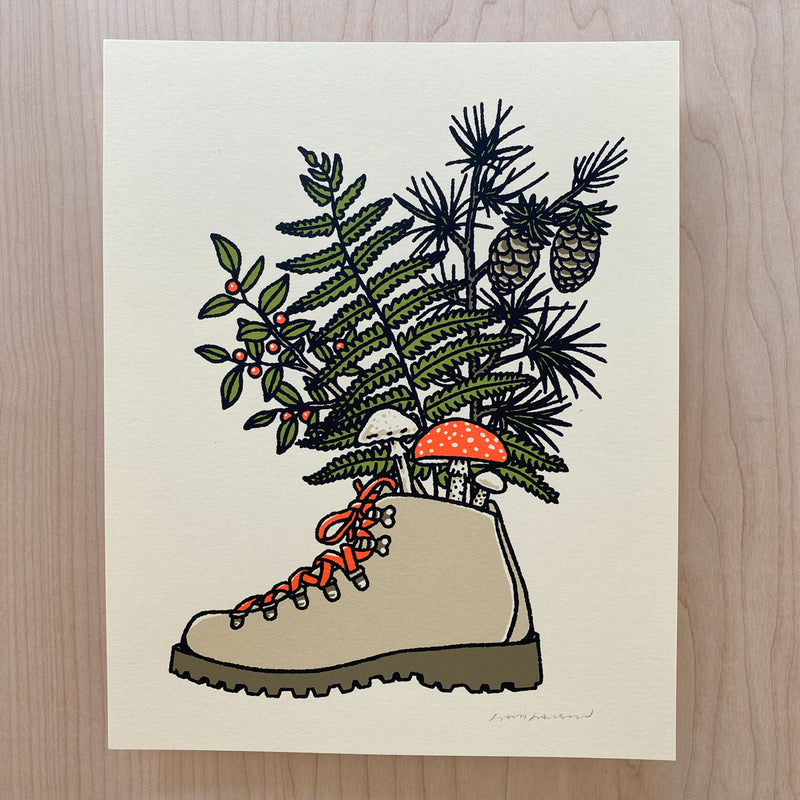 SOLD OUT. Northwest Boot - Signed 8x10in Silkscreen Print
