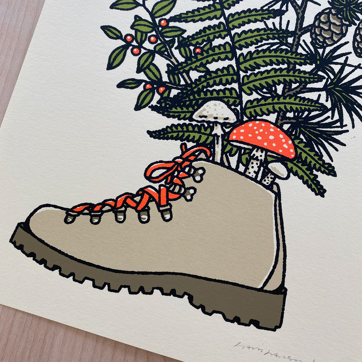 SOLD OUT. Northwest Boot - Signed 8x10in Silkscreen Print