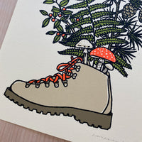 SOLD OUT. Northwest Boot - Signed 8x10in Silkscreen Print