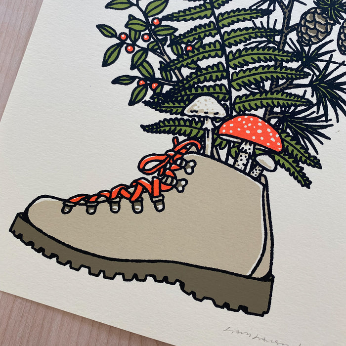 SOLD OUT. Northwest Boot - Signed 8x10in Silkscreen Print