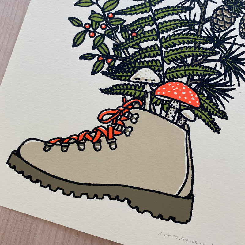 SOLD OUT. Northwest Boot - Signed 8x10in Silkscreen Print