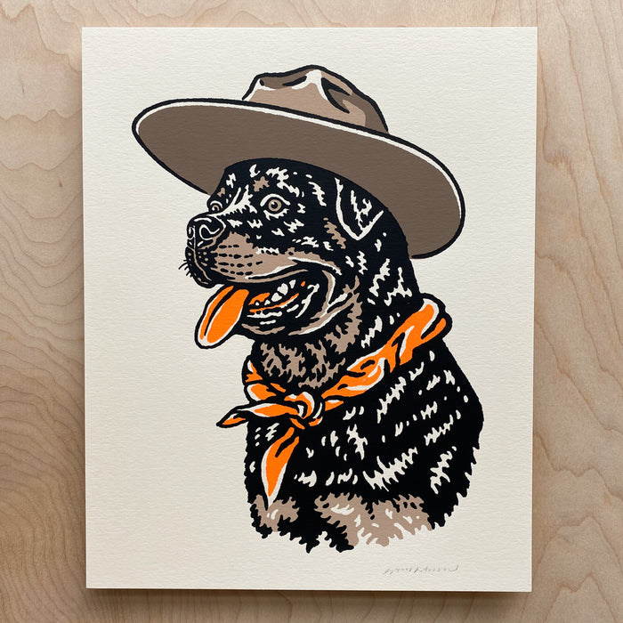 Rottweiler Cowdog - 8x10in Signed Silkscreen Print