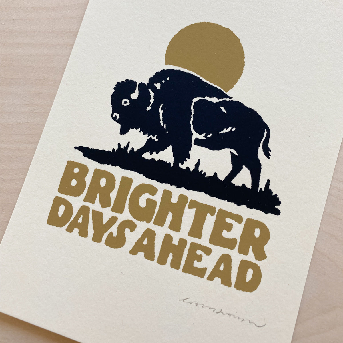 Brighter Days Bison - Signed 5x7in Print #388