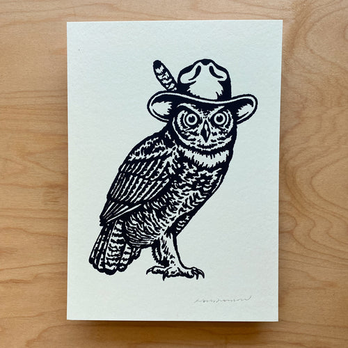Owl Hat - Signed 5x7in Print #396