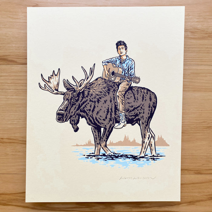 Dylan on a Moose - Signed 8x10in Silkscreen Print