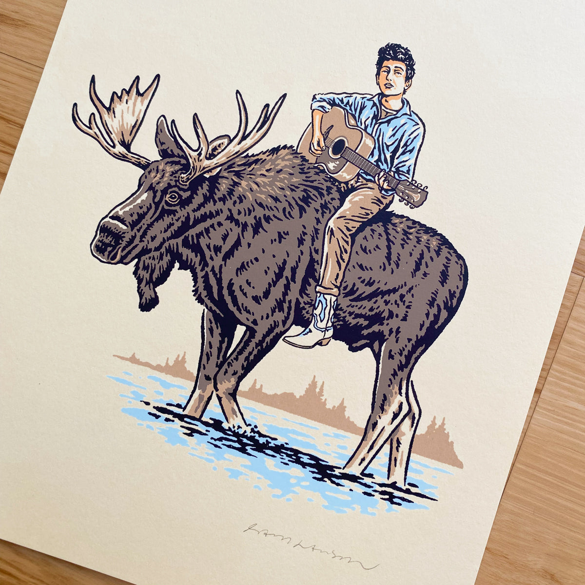 Dylan on a Moose - Signed 8x10in Silkscreen Print