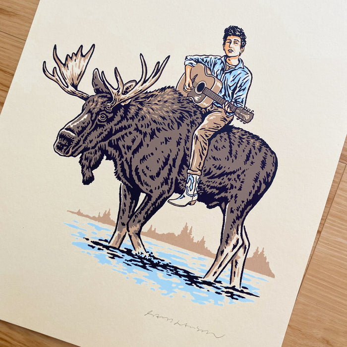 Dylan on a Moose - Signed 8x10in Silkscreen Print