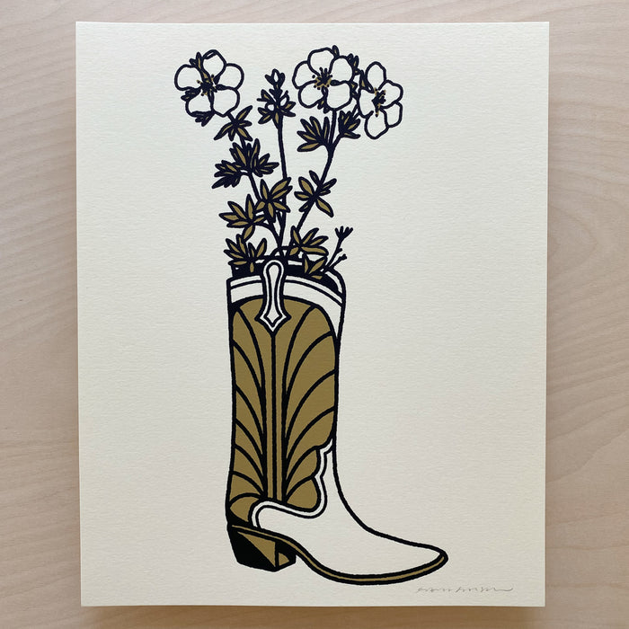 Mountain Flower Boot - Signed 8x10in Silkscreen Print