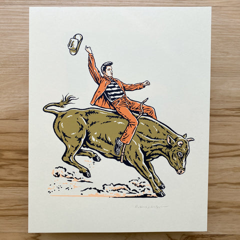Johnny on a Bison - Signed 8x10in Print #370